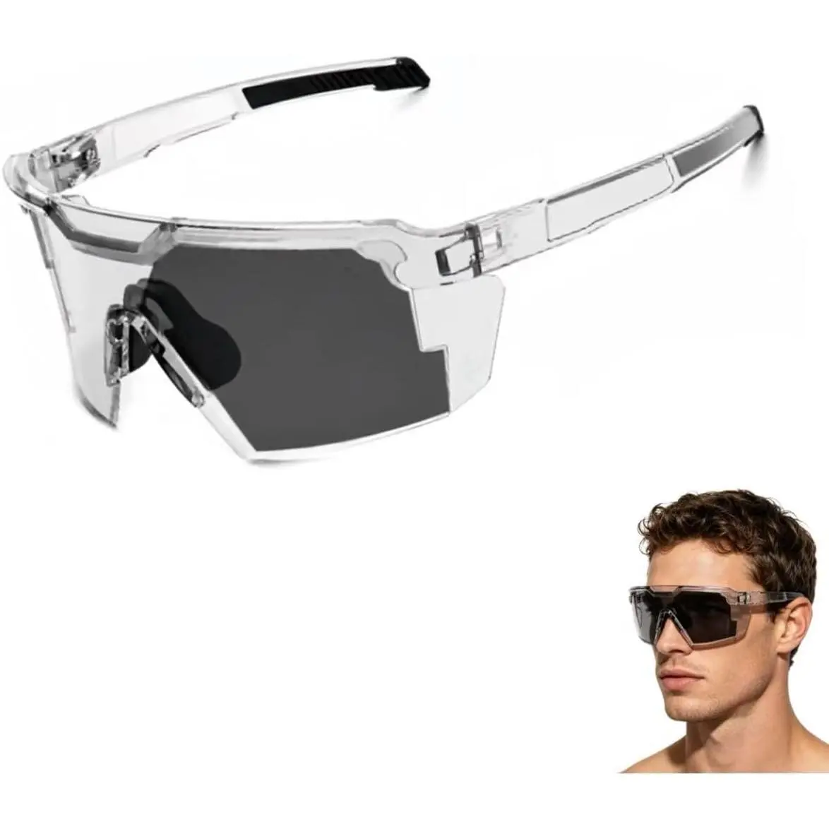 Photochromic Safety Glasses Transition Impact Resistant Cycling Glasses with UV Protection for Work, Sport Sunglasses