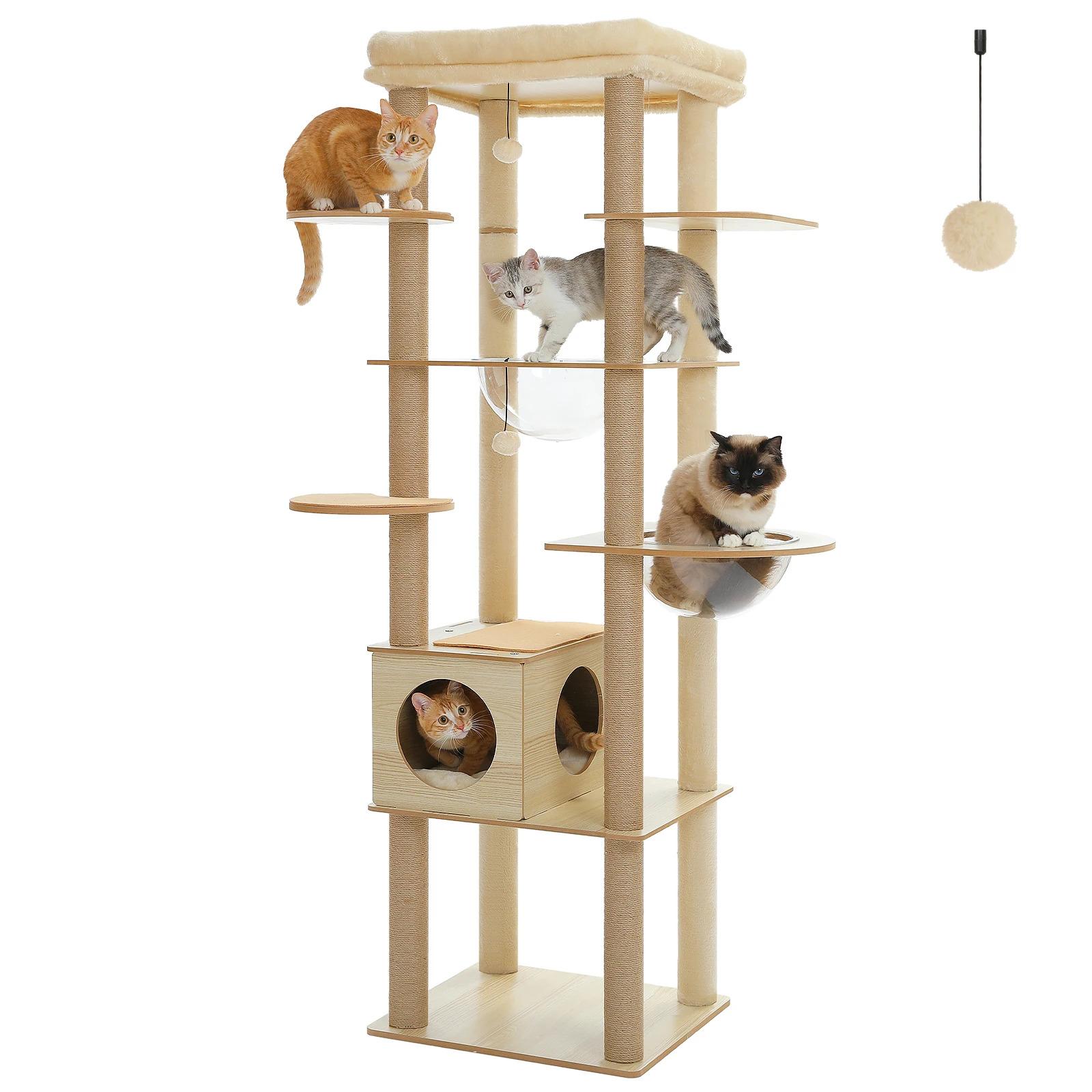 Cat Tree / Tower for Indoor , Cat Condo Cozy Plush House with Hang Ball, Pet Furniture with Scratching Posts cat tree