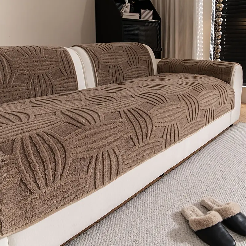 2026 New Arrival Pet-Friendly Sherpa Fleece Pumpkin Plush Sofa Pad, Thickened for Winter Use, One-Piece Fixed Anti-Slip Sofa Cover, Scratch Resistant & Easy to Install