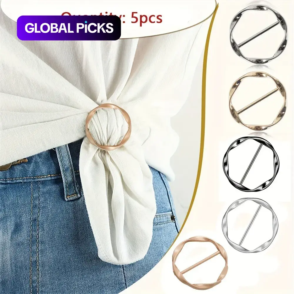 5-Piece Multifunctional Metal Scarf and T-Shirt Clips Set, Adjustable Clip, Sewing and Knitting Accessories, Waist-Cinching Clothing Fix Clips, Easy to Use #GLOBAL PICKS