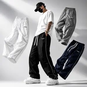 4 pieces Men’s Streetwear Wide Leg Track Pants – Multi Color Casual Joggers with Side Stripe
