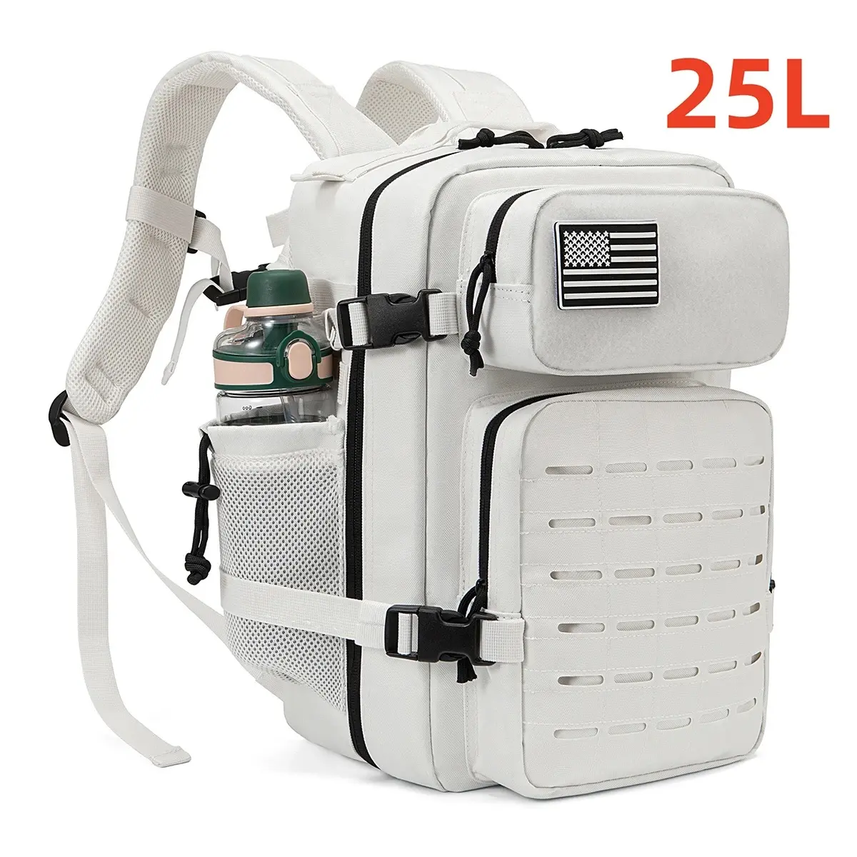 25L Tactical Backpack Outdoor Bag Fitness Backpack MOLLE Backpack Women's/Men's Hiking Survival Backpack Men's Dual Cup Holder