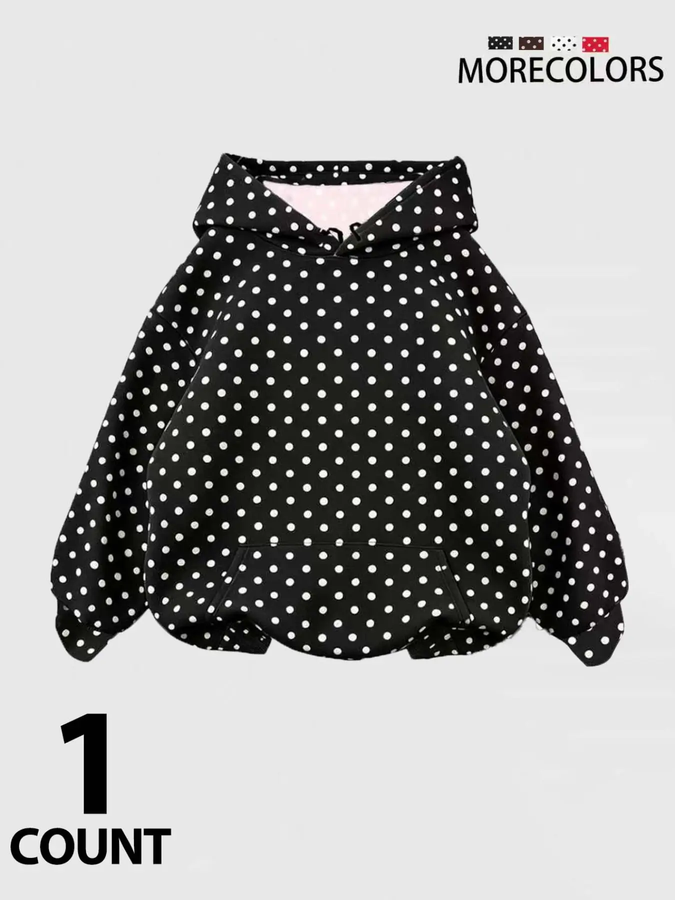 Women's Oversized Polka Dot Drawstring Hoodie Pullover, Long Sleeve Hooded Top, Kangaroo Pocket, Casual Loose Fit, Fall Winter Streetwear, Casual Streetwear Hoodies