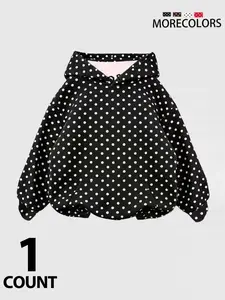 Women Oversized Polka Dot Hoodie Pullover Sweatshirts, Long Sleeve Drawstring Hooded Top with Kangaroo Pocket, Casual Loose Fit Warm for Fall Winter