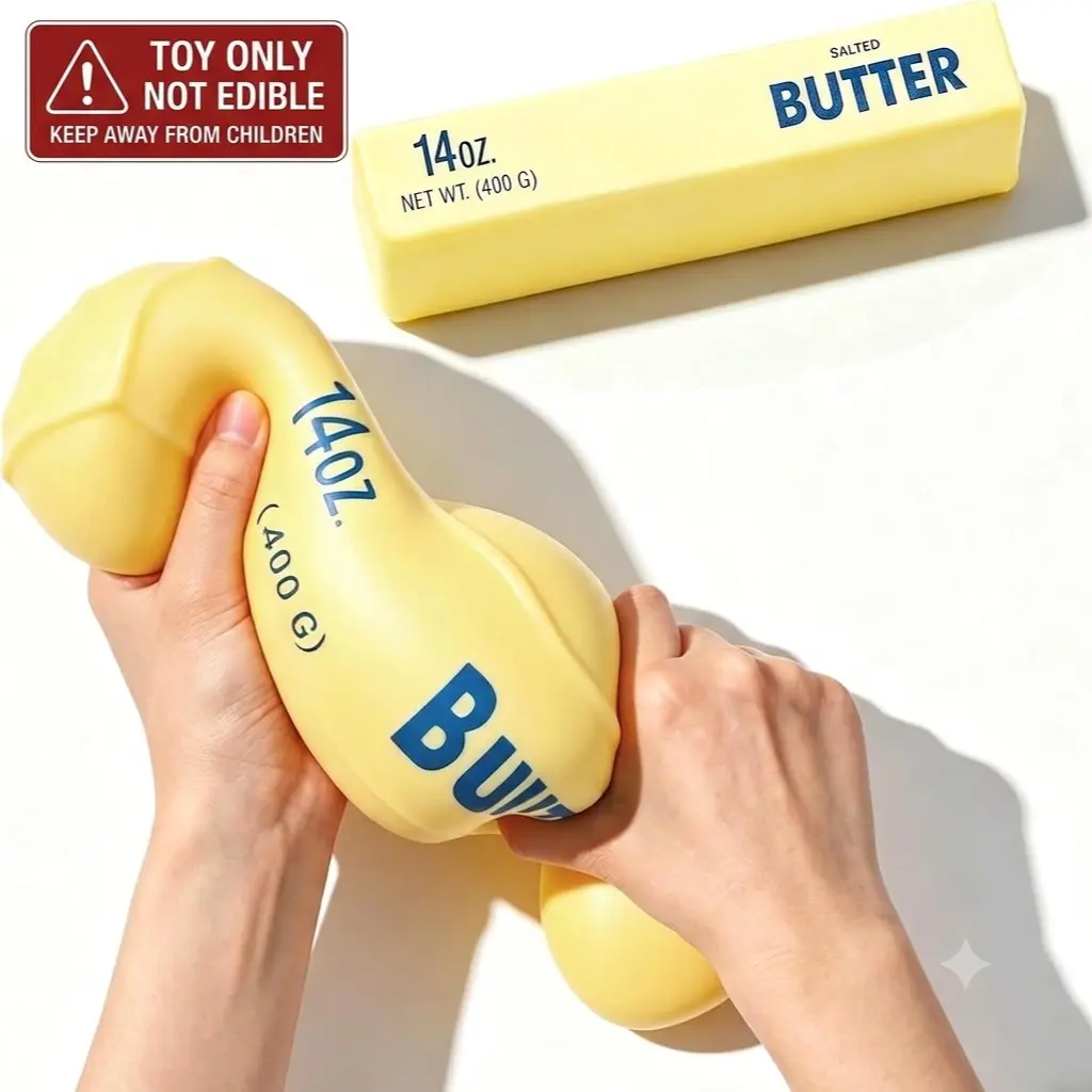 8.7in Giant Butter Squishy, Jumbo Big Butters 14oz Squeeze Stress Balls, Large Butter Stick Stress Relief Slow Rising Fun for Anxiety Relief Party Favors, Soft Squeeze Squishies