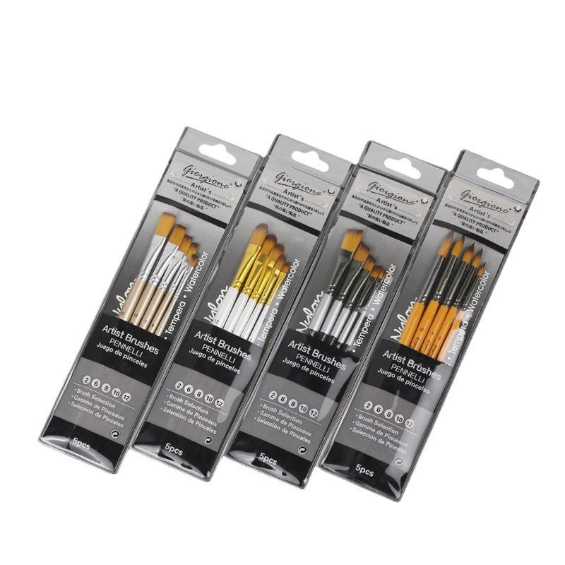 Art Watercolor Gouache Brush Set - 5 Nylon Hair Art Brushes for Painting | TikTok Viral Art Supplies, Best Watercolor Brushes for Artists