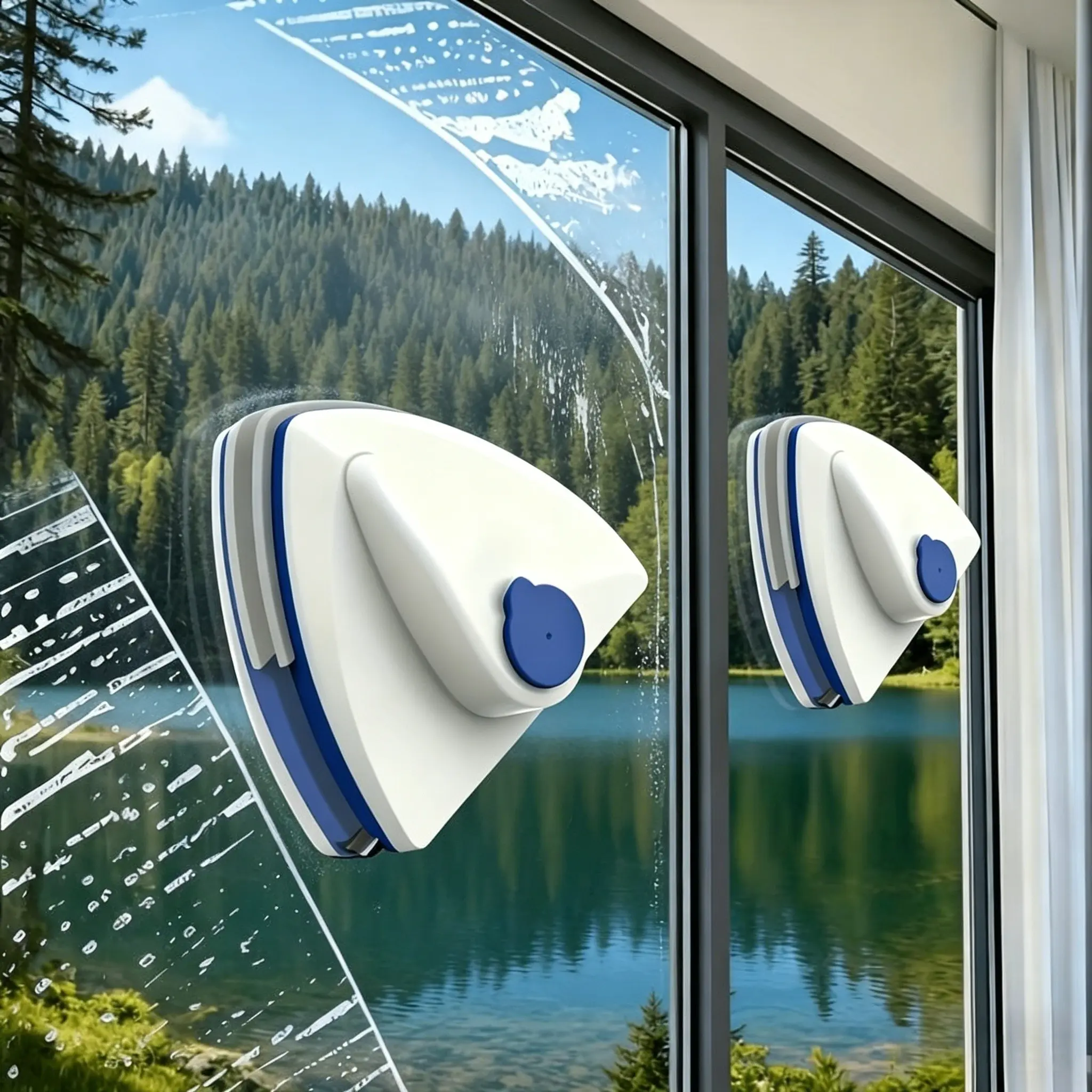 2-Pack Magnetic Cleaning Tools, Window Cleaner for 3-8mm Glass, Dual Water Tank System, Abs Material, Bathroom, Kitchen, Home, Outdoor Use, Supplies