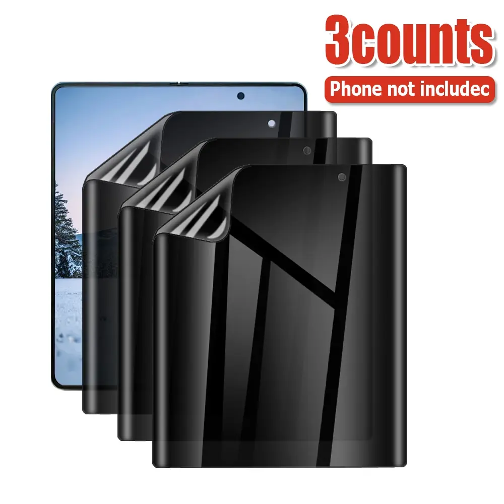 3Pcs Privacy Large Screen Hydrogel Screen Protector Compatible with Samsung Galaxy Z Fold 3/4/5/6, Self-Healing Coating, Anti-Scratch Screen Protection, Ultra Thin Profile, Undisturbed Touch Sensitivity, Cellphone Accessories