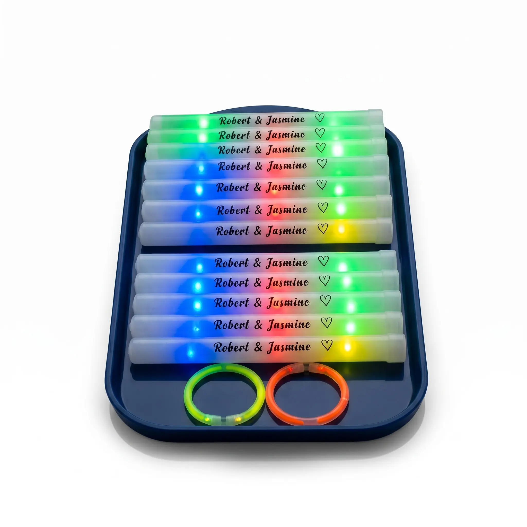 80 Pack Personalized LED Foam Glow Sticks, Custom Bulk Light Up Party Wands with 3 Flash Modes, Batteries Included, for Weddings Birthdays Bachelorette Graduations Concerts Raves Events