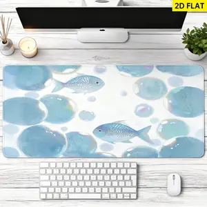 Extra Large watercolor fish and bubbles Mouse Pad,Non Slip Rubber Pad,Desktop Decoration Drotection Pad,Washable,Lock Edge Multi Size,Premium Multipurpose Mousepad For Home,Office,Gift for Family and Friends