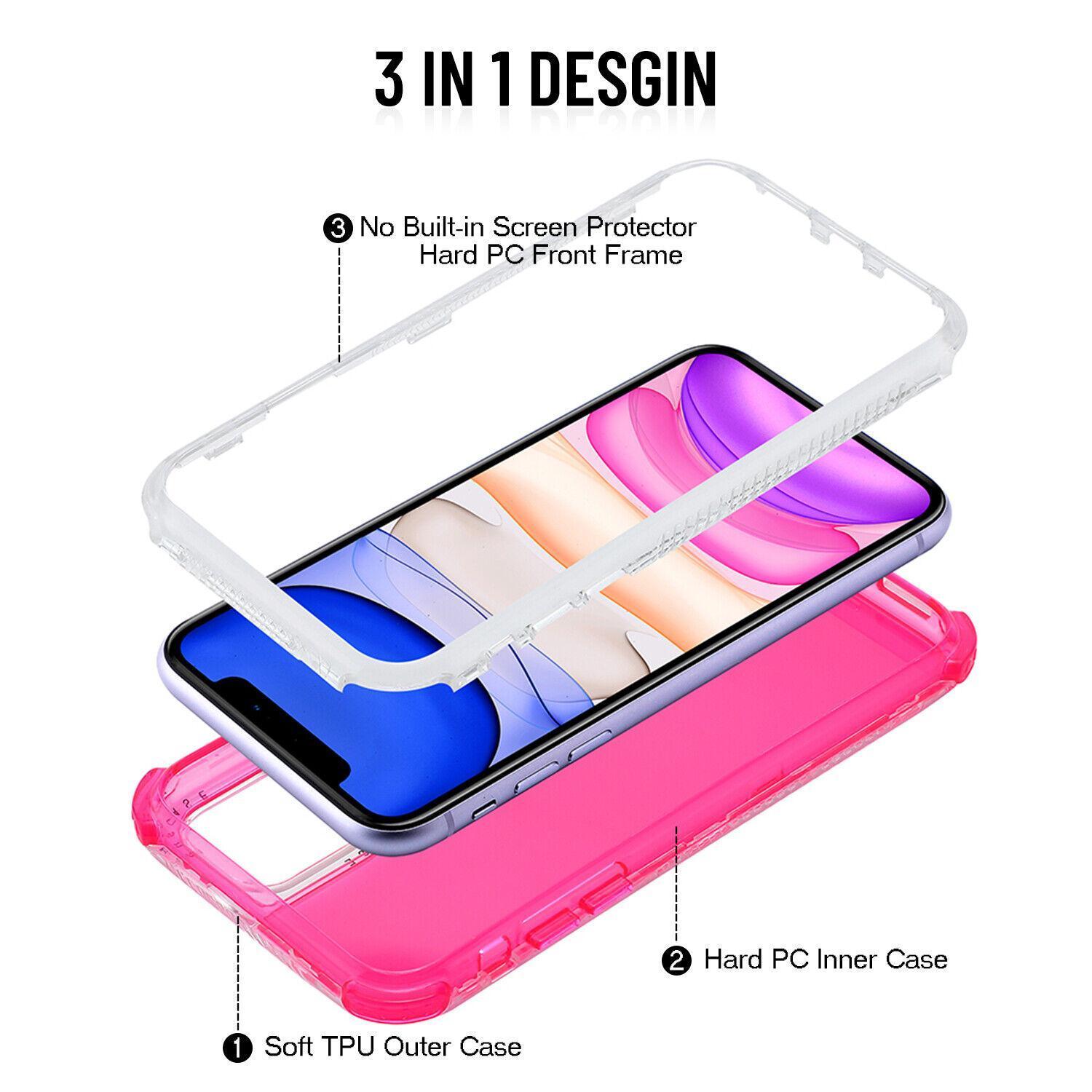 Candy Color Smartphone Case for Multiple iPhone Models (17/16/15/14/13/12 Pro Max) - Durable 3-Layer Anti-Drop Shockproof Heavy Duty Bumper Handheld Casing, Crystal Mobile Phone Accessories