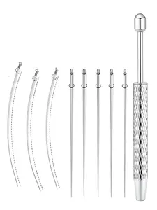 9-Piece Titanium Steel Piercing Kit, External Thread Guide Rod, Easy Installation and Removal, Belly Button, Ear, Nose Jewelry Tools