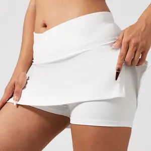 Women’s High Waist Stretch Athletic Skort, Built-In Anti-Chaf Liner Shorts Split Hem Tennis Skirt, Soft Lightweight All-Season Active Skirt for Yoga Pickleball Gym Training & Daily Casual Outings