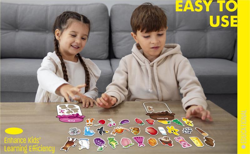 10/12 Pieces Magnetic Color Sorting Toys, 60 Color Magnets Educational Refrigerator Whiteboard for Baby Toddlers Kids Magnets