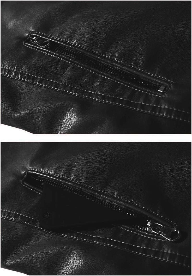 Men's Faux Leather Jacket Vintage with Stand Collar for Motorcycle Biker Riding Bomber Jacket for Men