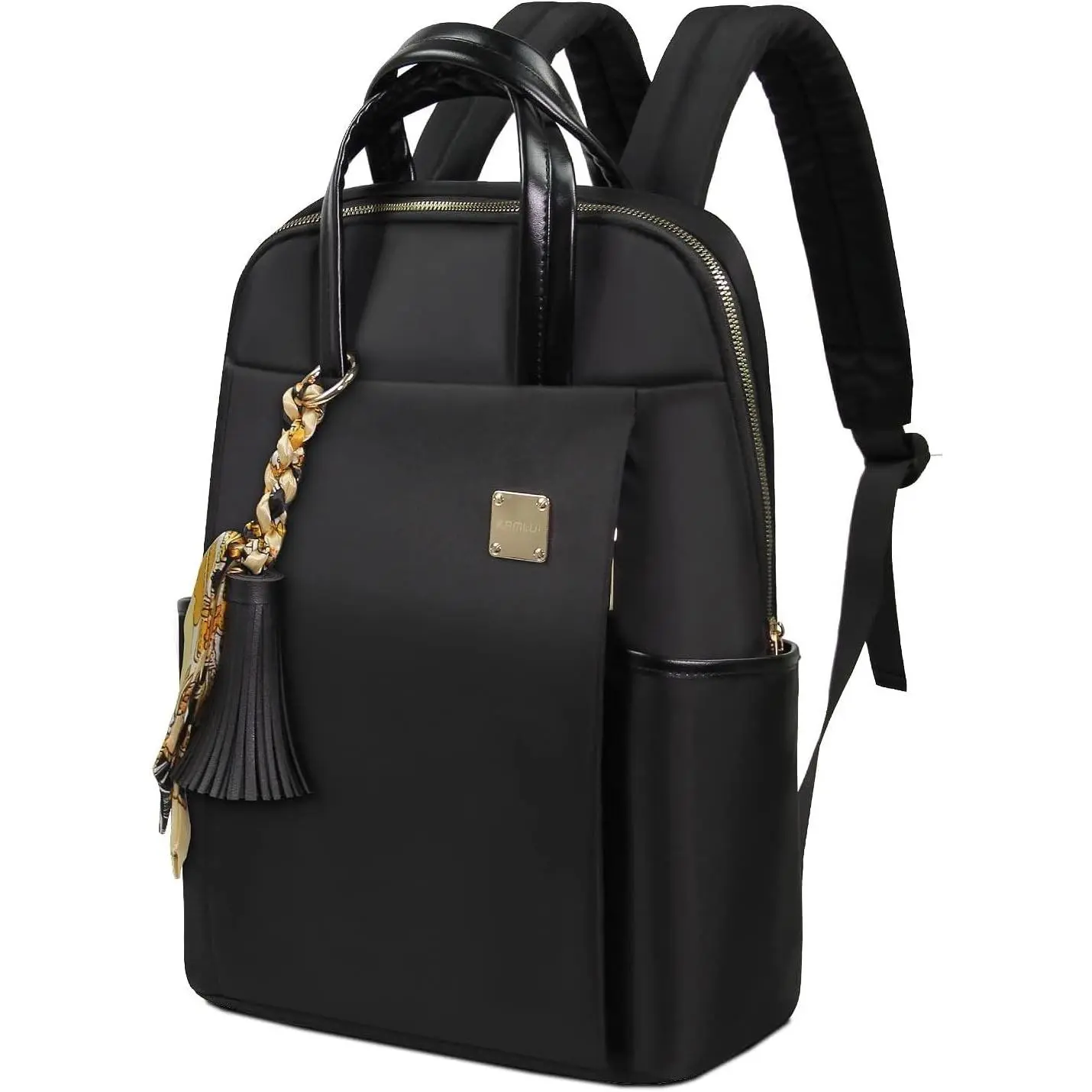 Laptop Backpack for Women Slim Travel - Laptop Bag Computer Case Fit up to 15.6-inch Notebook Lightweight Medium Size Purse for Work Bookbag Water-resistant Business Fashion Stylish Nylon BlackGift.