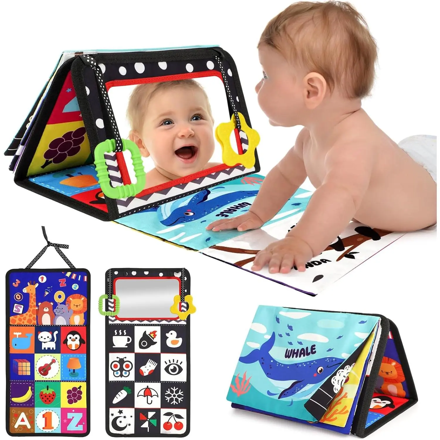 Tummy Time Toys - Black and White High Contrast Baby Toy for Newborn - Baby Visual Stimulation Mirror - Montessori Sensory Crinkle Toy for Infant 0-3-6-12 Months - Boy Girl Shower Giftsfidget toys