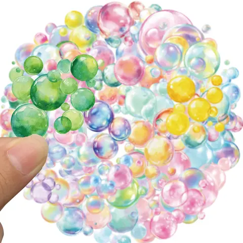50 Pcs Bubble Stickers, Colorful Bubble Decorations, Underwater Themed Birthday Decor, Mermaid Party Supplies, Bathroom Wall Art, Decorative Stickers, Decoration Items, Sticker Set