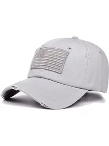 Usa Flag Embroidered Baseball Cap, Adjustable Size, Fashionable Hole Design, Outdoor Sun Hat, Truck Driver Brim Hat, Unisex Couple Style