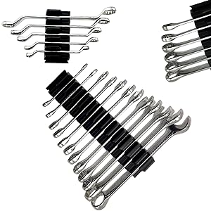 92 Pack Wrench Organizers for Toolbox Drawers - Modular Wrench Rack with Metric & SAE Labels - Wrench Holders Organizers for Tool (Black)