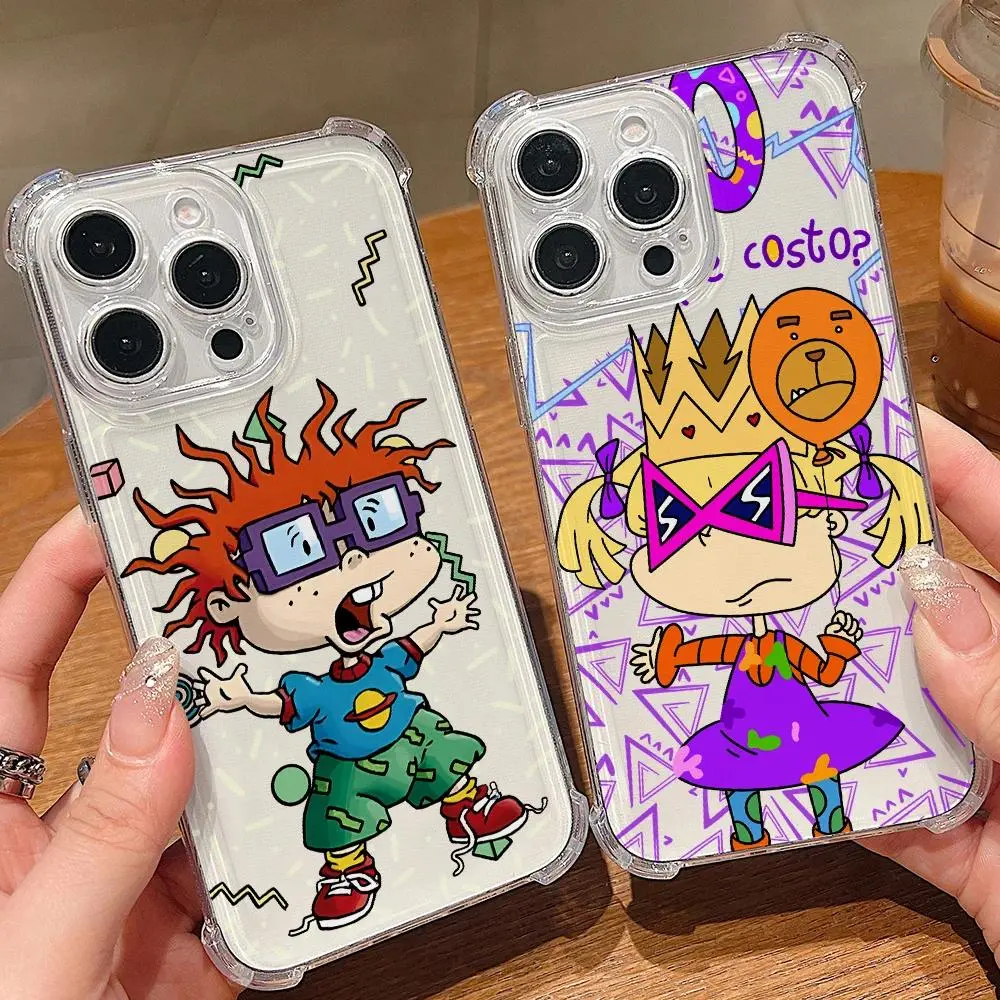 Funny Cartoon R-rugrats Phone Case for Iphone 17 16 15 14 13 12 11 17Air Plus Pro Promax Anti Fall Clear TPU Cover
