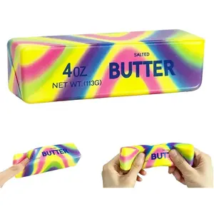 3pcs Butter Squeeze Stress Relief Toy, Ultra Soft Slow Rebound, Realistic Butter Stick Design, Adult Office Sensory Toy, Vibrant Colors, Soft Squishy