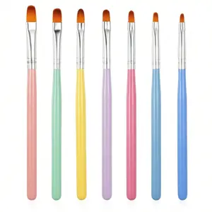 Landot 7 Pcs Professional Gel Nail Brushes Set, Nail Art Painting Pen, Extension Builder Brush, Manicure Design Tools for Salon Home