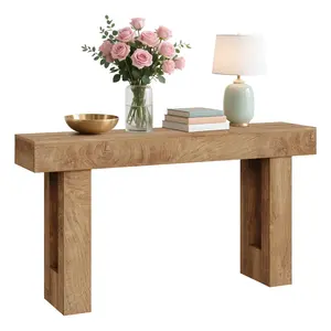 Garvee 63 Inches Long Console Table,Wooden Rectangular Sofa Table Behind the Couch,Farmhouse Entry Table for Living Room, Entrance, Hallway,Foyer,Natural Color