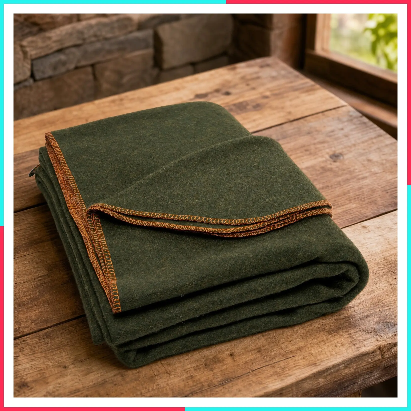 Military Wool Blanket - Warm, Thick, Washable - Great for Outdoors, Camping, Stadium, Picnics, Travel, Car & Bushcraft Survival Kits