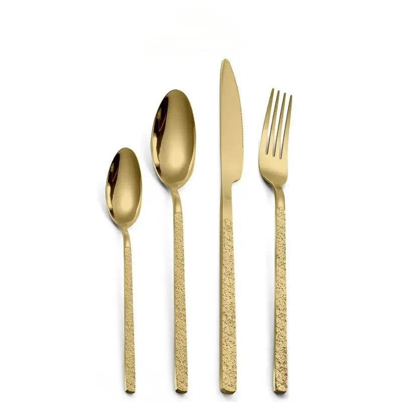 Stainless Steel Portable Cutlery Set, Textured Handle Steak Knife Fork Spoon, Storage Bag, Outdoor Travel Utensils