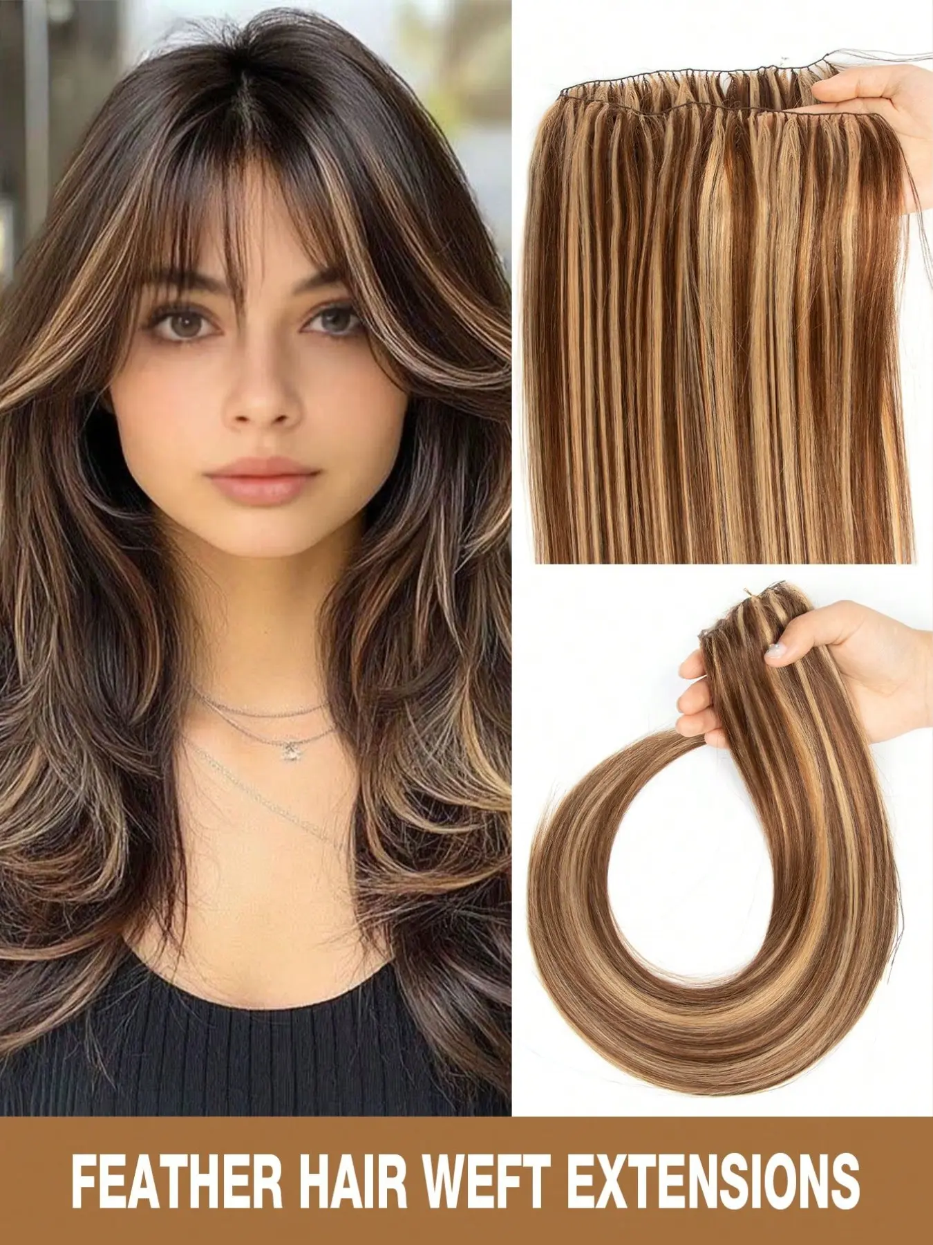 Invisible Feather Tip Hair Extension, Natural Fish Line Human Hair Invisible Sewn Micro Loop Suitable for All Women, Human Hair Extensions