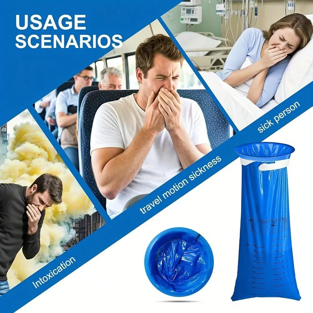 10pcs Disposable Vomit Bags, Travel Sickness Bags, Thickened Leak-Proof Trash Collection, Ideal for Motion Sickness, Pregnant Women, Air Travel, Pets