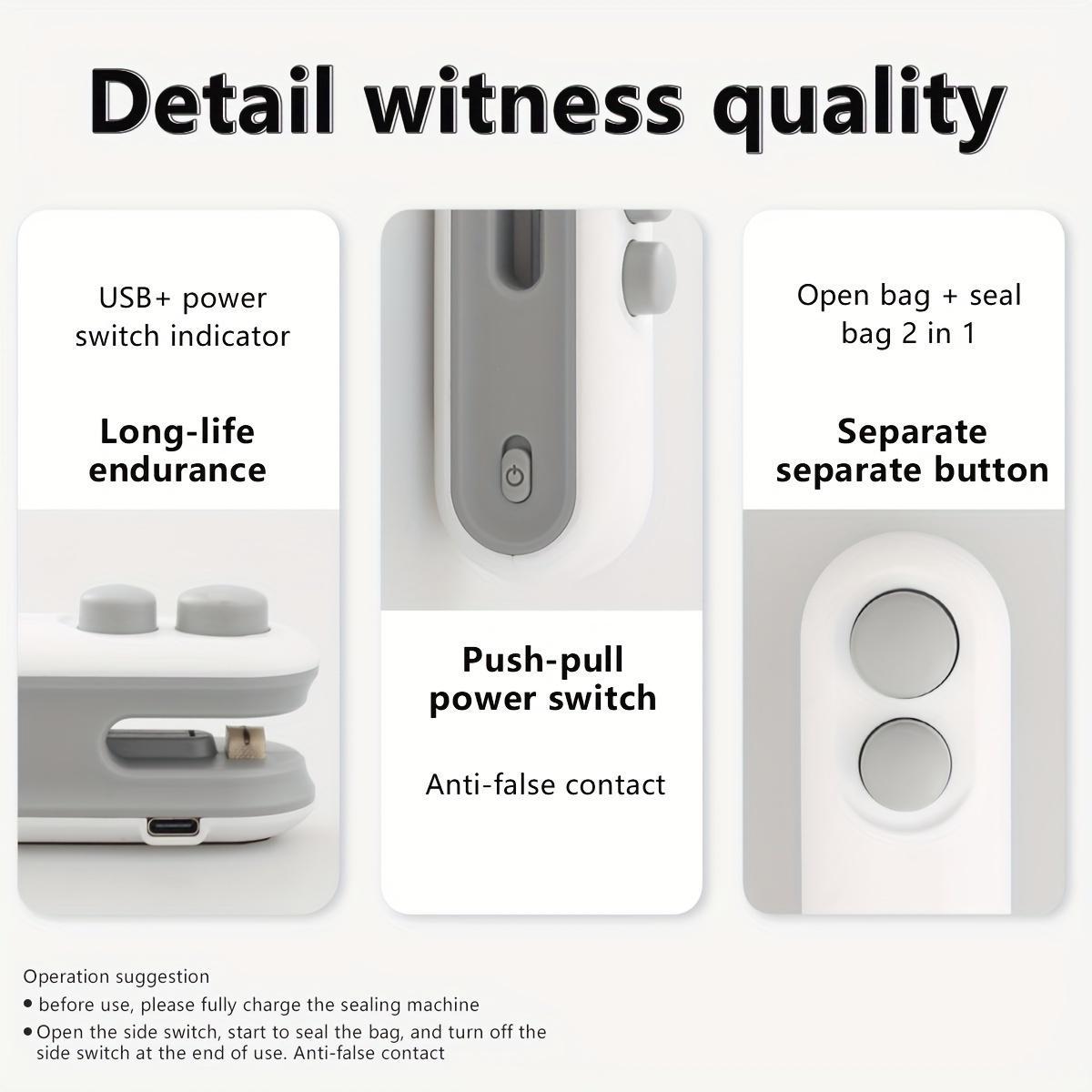 2 in 1 Mini Sealing & Cutting Machine, Portable USB Rechargeable Snack Sealing Machine, Mini snack bag sealing machine,Handheld Heat Sealing Device for Snack & Food Storage Plastic Sealer Household