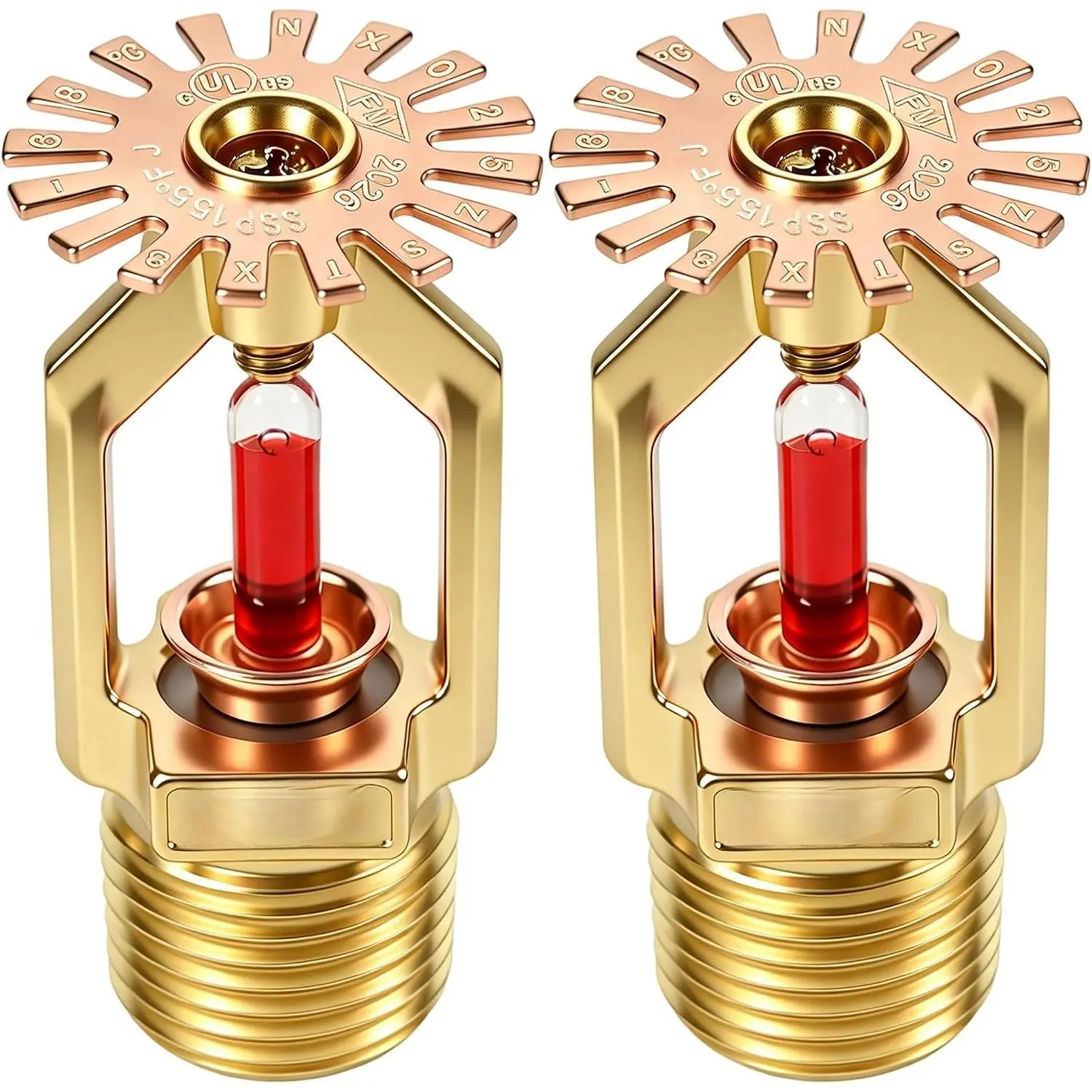 (2 Pack) FM Approved & UL/CUL Listed Fire Sprinkler  Pendent  | 1/2” NPT 155°F (68°C) K=5.6 K80 Dia5mm Glass Bulb Standard Response for Automatic Fire sprinkler System Frangible Bulb Type