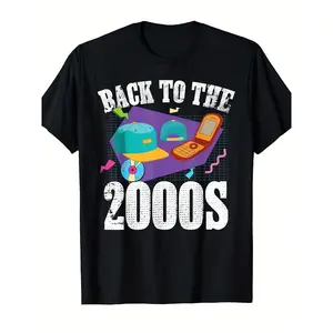 [100% Cotton] 100% Cotton Funny T-shirts 2000s Vintage T-Shirt 100% Cotton Soft Retro 00s Nostalgia Tee with Short Sleeve Crew Neck Casual Fit for Parties, Outfits& Casual Attire- All-Season Comfortable(Year 2000)- Stock Collection for Casual Style Vinta