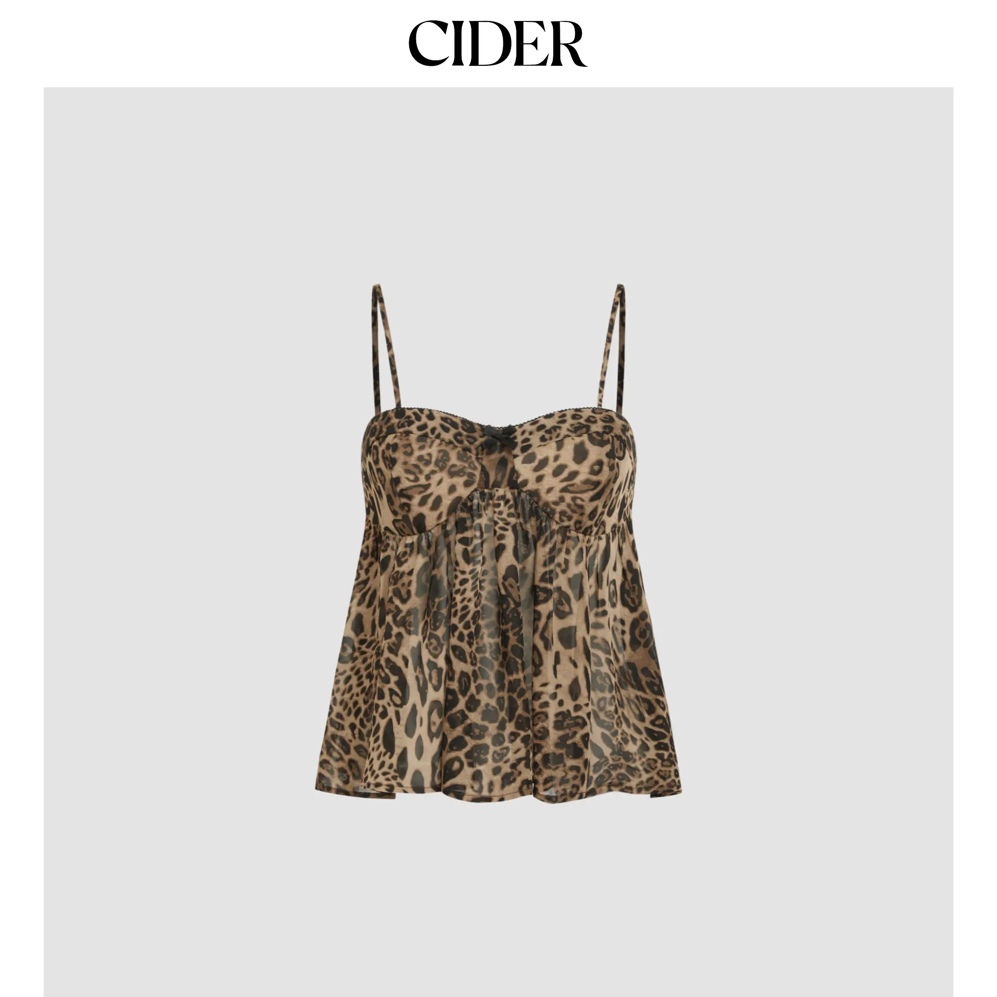 Cider Square Neck Leopard Bowknot Cami Top SummerFinds