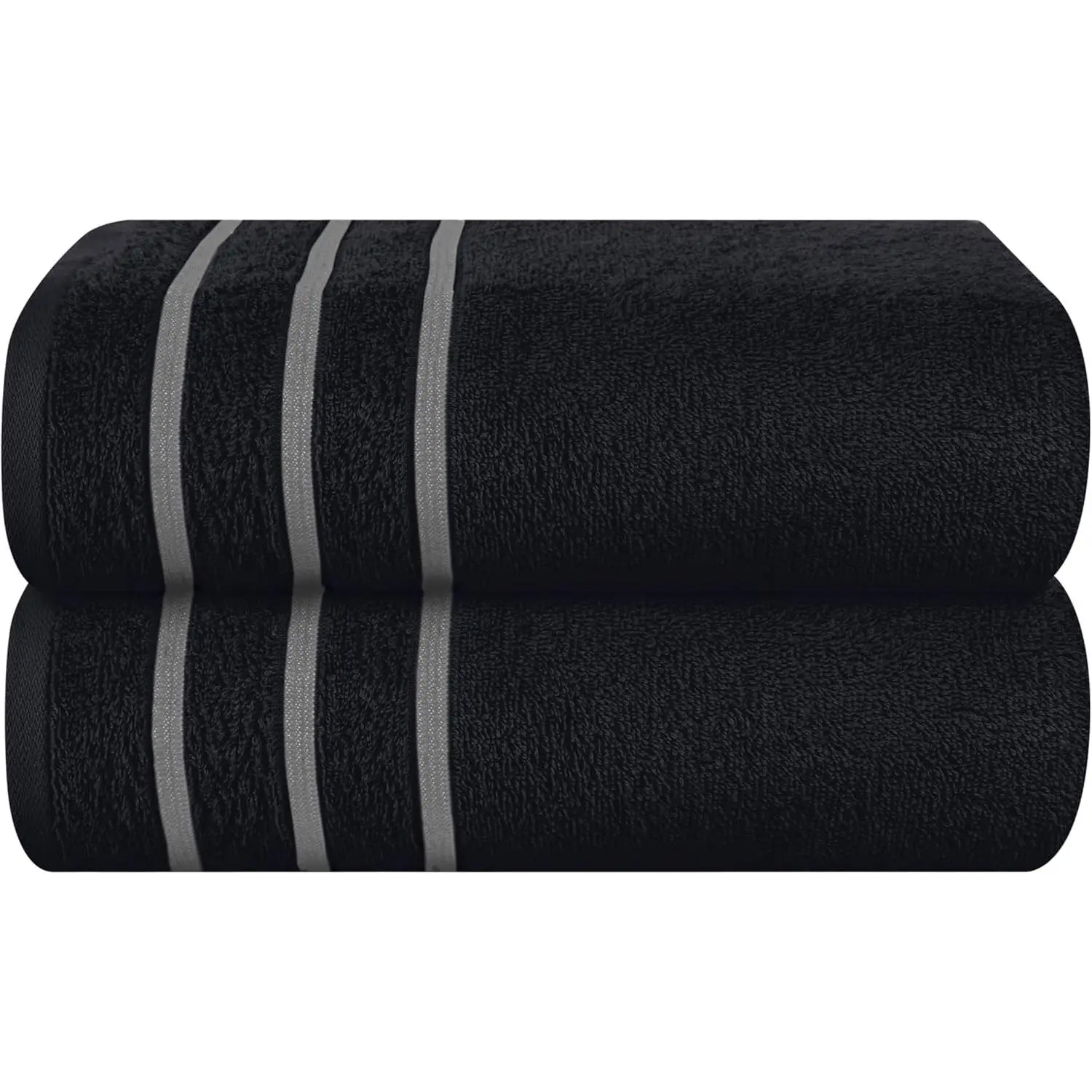 Cotton 2 Pack Oversized Bath Towel Set 28x55 inches, Large Bath Towels, Ultra Absorbant Compact Quickdry & Lightweight Towel, Ideal for Gym Travel Camp Pool - Black, 71621