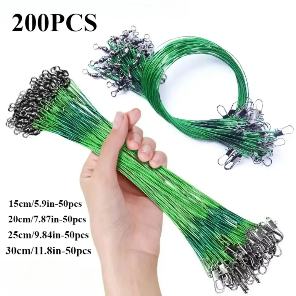 Fishing Wire Leaders Nylon Coated Fishing Line Wire Leaders with Swivels and Snaps 5.9in/7.87in/9.84/11.8in