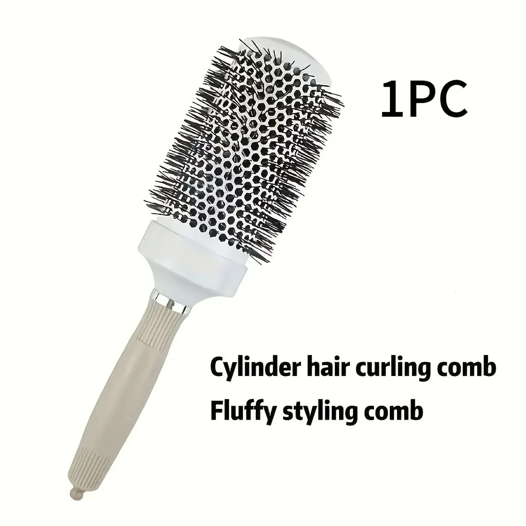Roll Comb, Heat Conductive Aluminum Tube Curl Brush, Bangs Styling Tool, Nylon Comb, Round Hairbrush for Drying and Styling