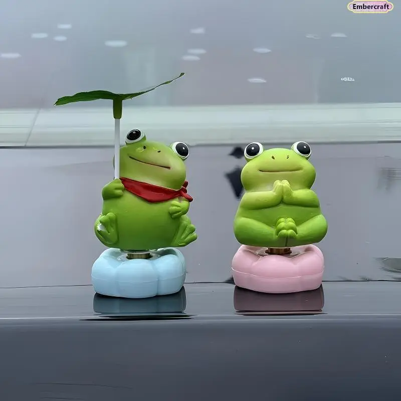 Cute Frog Car Dashboard Ornament, Kawaii Healing Animal Decor for Car Interior, Funny Bobblehead Dashboard Accessory for Women, Teens & Aesthetic Car Styling, Car Dashboard Decoration, Car Interior Ornaments