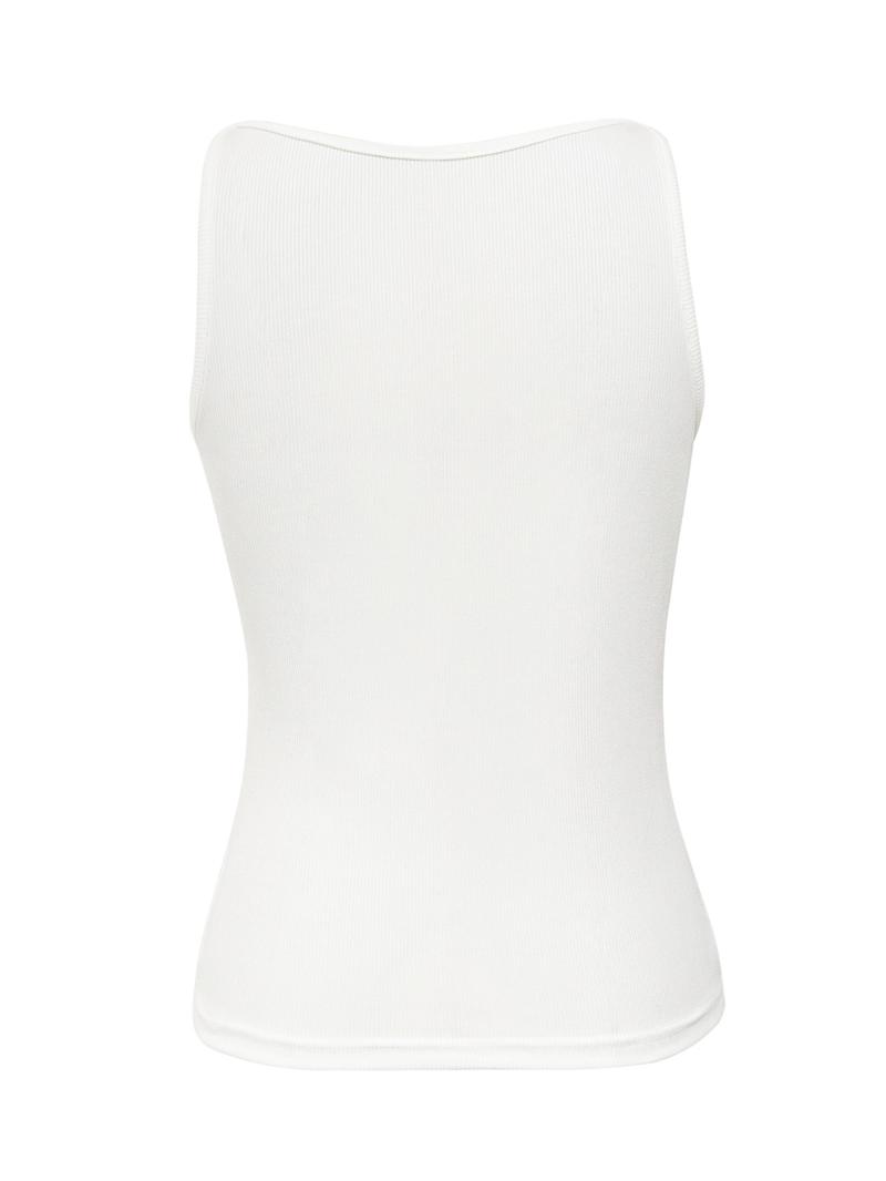 Women's Chain Decor Ribbed Tank Top, Casual Round Neck Sleeveless Top, Ladies Clothes for Daily Wear