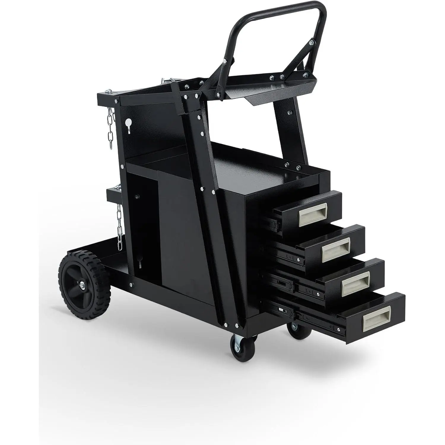 Welding Cart with 4 Drawers Utility Cart on Wheels for MIG Welder TIG Welder and Plasma Cutter, Heavy Duty Storage 360° Rolling Welding Trolley, Welders Tool Kit Cart