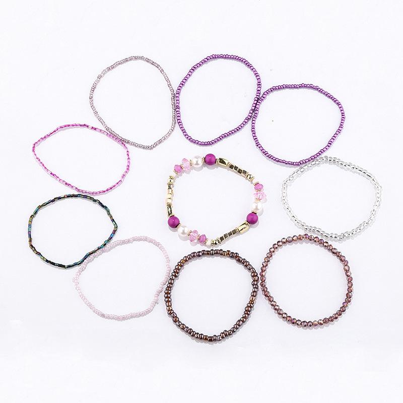 Bohemian Stackable Crystal Beaded Bracelet Multi-Layer Women's Elastic Jewelry Set Bohemian Stackable Crystal Beaded Bracelet Multi-Layer Women's Elastic Jewelry Set