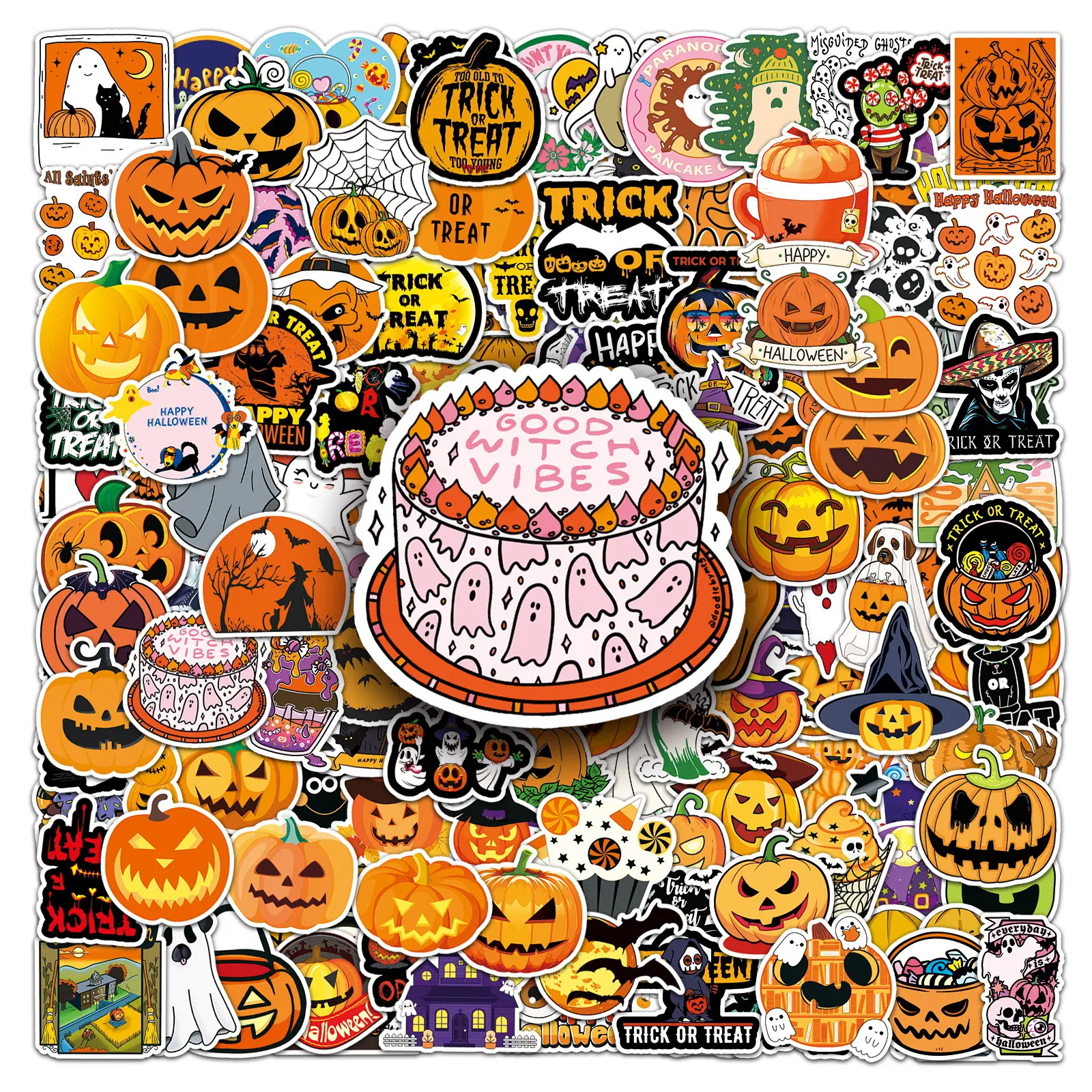 200pcs Pumpkin Lantern Spooky Stickers, Suitable for Scrapbooks, Diaries, Laptops, Water Bottles, Cars, Etc. A Gift with A Positive Message Based on Religious Beliefs.