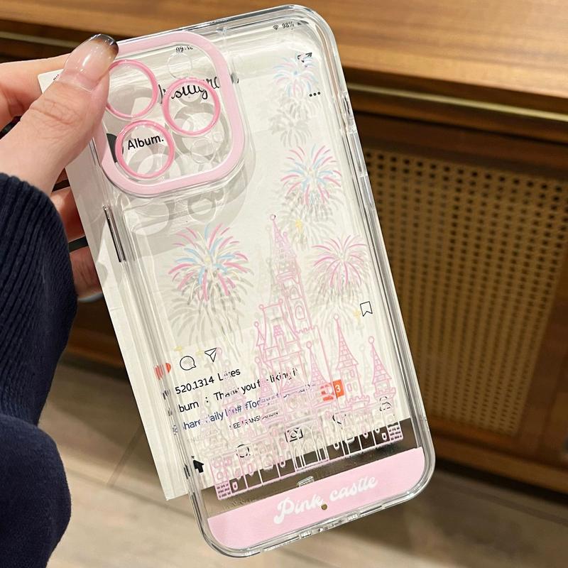 LED Fantasy Castle Fireworks Phone Case, Compatible with iPhone 11/12/13/14/15/16/17 Pro/Pro Max/Plus, Stylish Protective Cover, Unique Design for Daily Use, Protective Casing