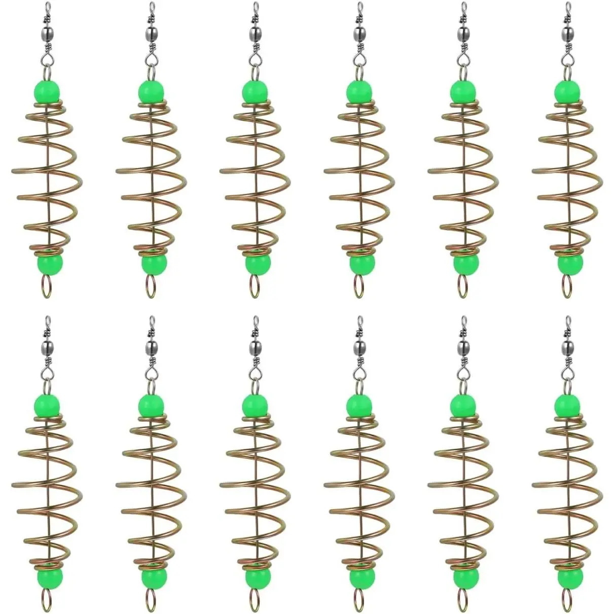 Luminous Fishing Feeder: 12 count Carp Fishing Feeder Holder,  Thrower, Lures Cage Basket Minnow Baits