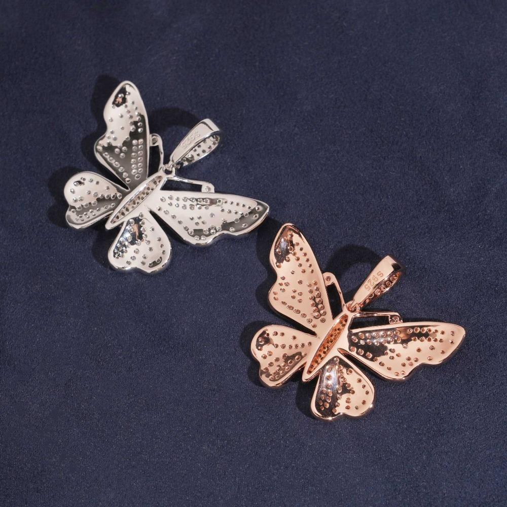[ICE HUE]18K Gold Vacuum Plated S925 with 5A+ Sri Lanka Moissanite Butterfly Pendant With Free Copper Necklace - Unisex Minimalist Luxury Jewelry Daily Wear Gift Idea