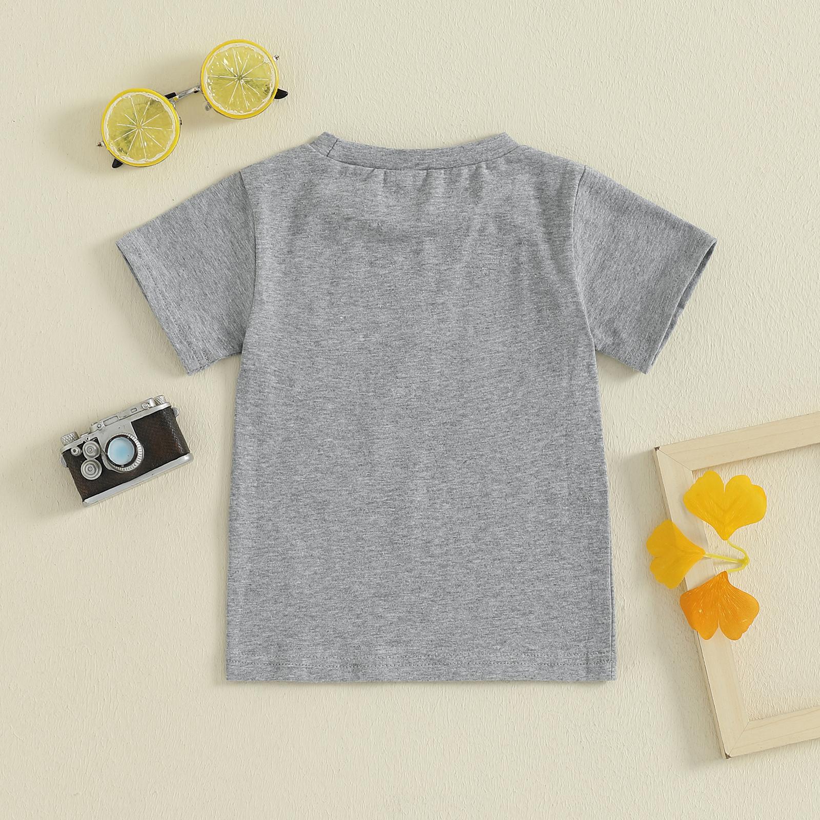 Toddler Baby Boy Girl Summer Tops Casual Round Neck Short Sleeve Letter Print T-Shirt Toddler Kids Summer Clothes Outfits