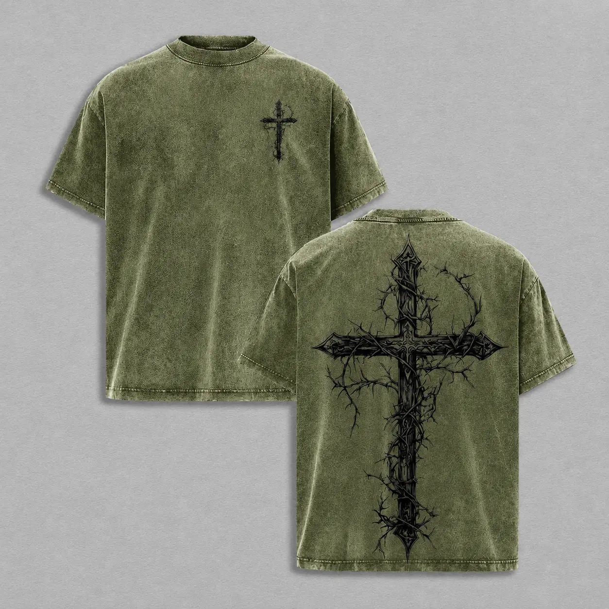 Washed Cotton Tee-army green