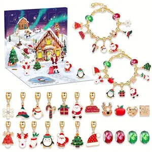 Christmas Countdown Calendar Jewelry Making Kit, 24-Day Advent Calendar, Holiday DIY Set, Perfect for Vacation Accessories, Christmas Bead Gift